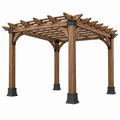 Pérgola 360 x 360 x 240 cm de madera marrón para jardín con estructura abierta