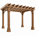 Pérgola de jardín 360 x 360 x 250 cm de madera marrón con cubierta de listones