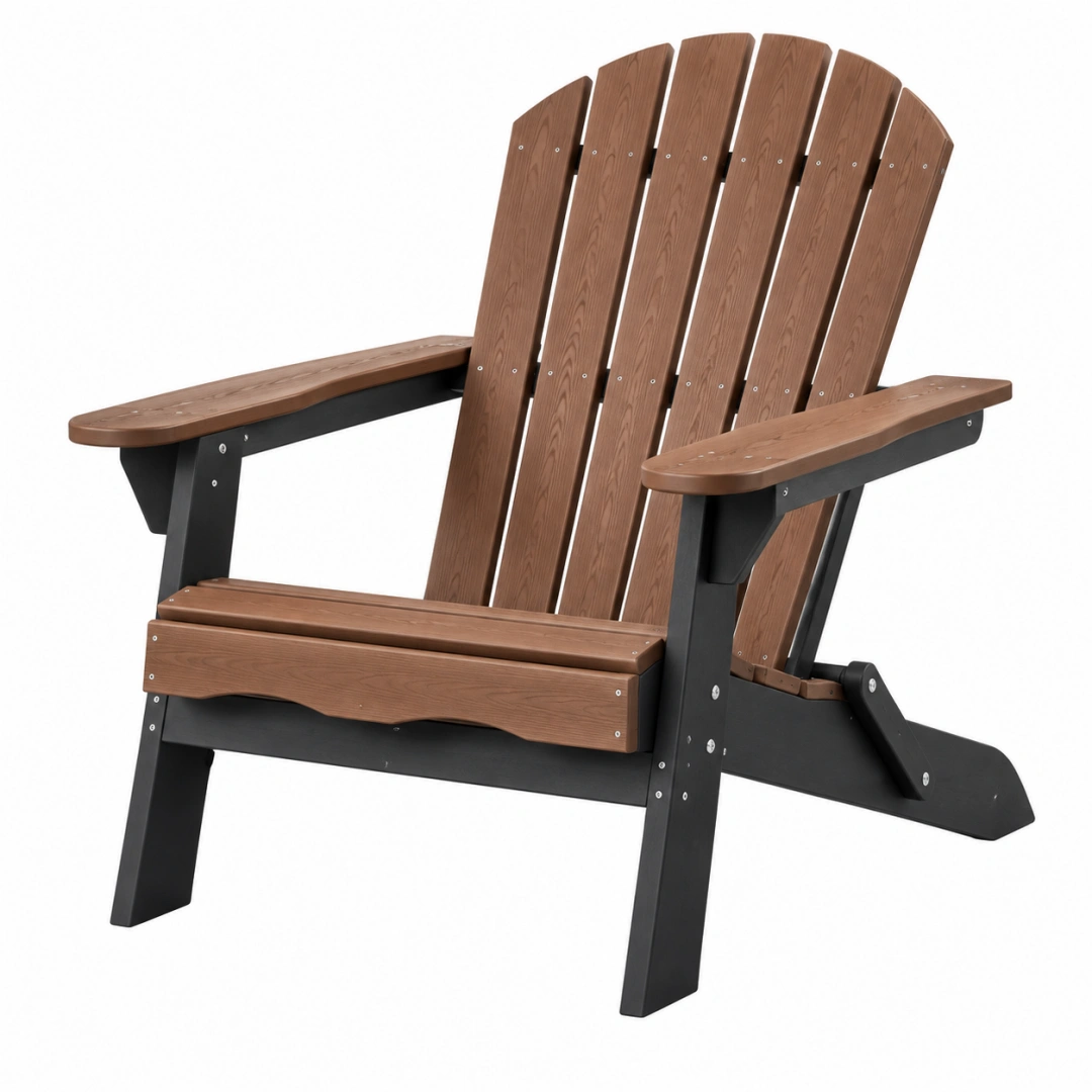 Sillón Adirondack 83 x 78 x 95 cm de madera marrón y metal negro para exterior