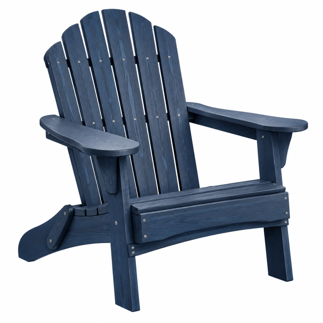 Silla Adirondack 82 x 90 x 98 cm de madera azul para exterior plegable