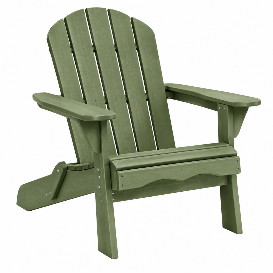 Silla Adirondack 80 x 85 x 98 cm de madera verde para exterior estilo clásico
