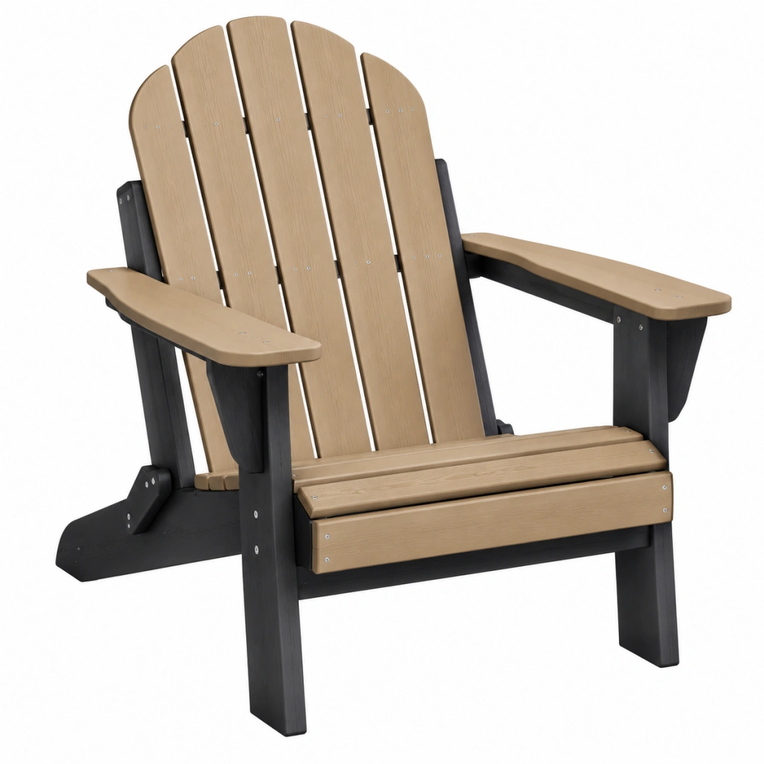 Silla Adirondack 86 x 80 x 95 cm de plástico beige y negro para exterior