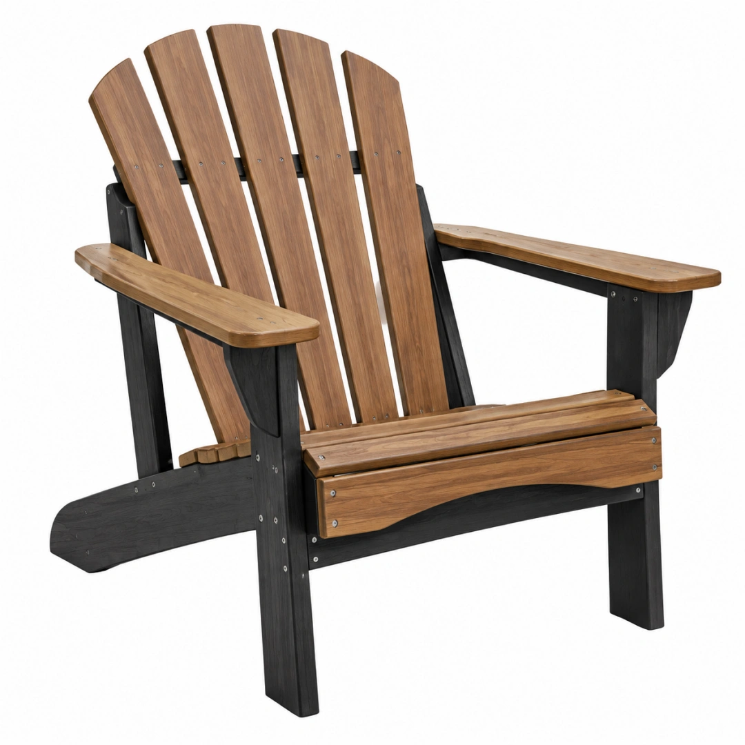 Silla Adirondack 83 x 94 x 98 cm de madera marrón y negra para exterior