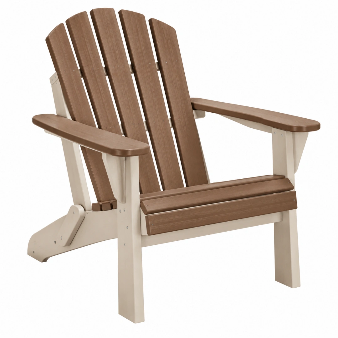 Silla Adirondack 83 x 79 x 95 cm de plástico marrón/beige para exterior con respaldo inclinado