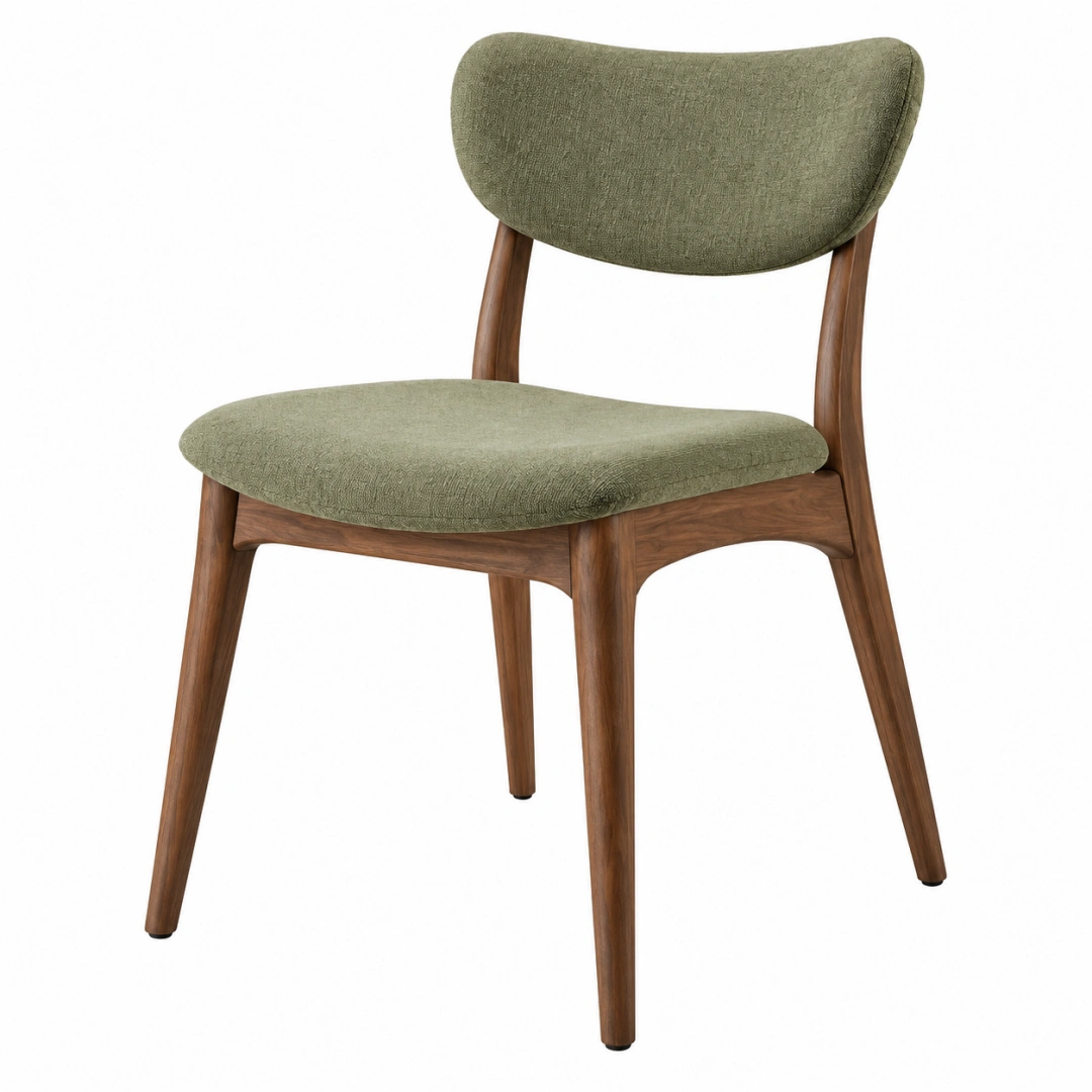 Silla de comedor 50 x 55 x 78 cm tapizada en tela verde con madera estilo moderno