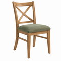 Silla de comedor 47 x 55 x 100 cm de madera color roble con asiento tapizado verde estilo rústico