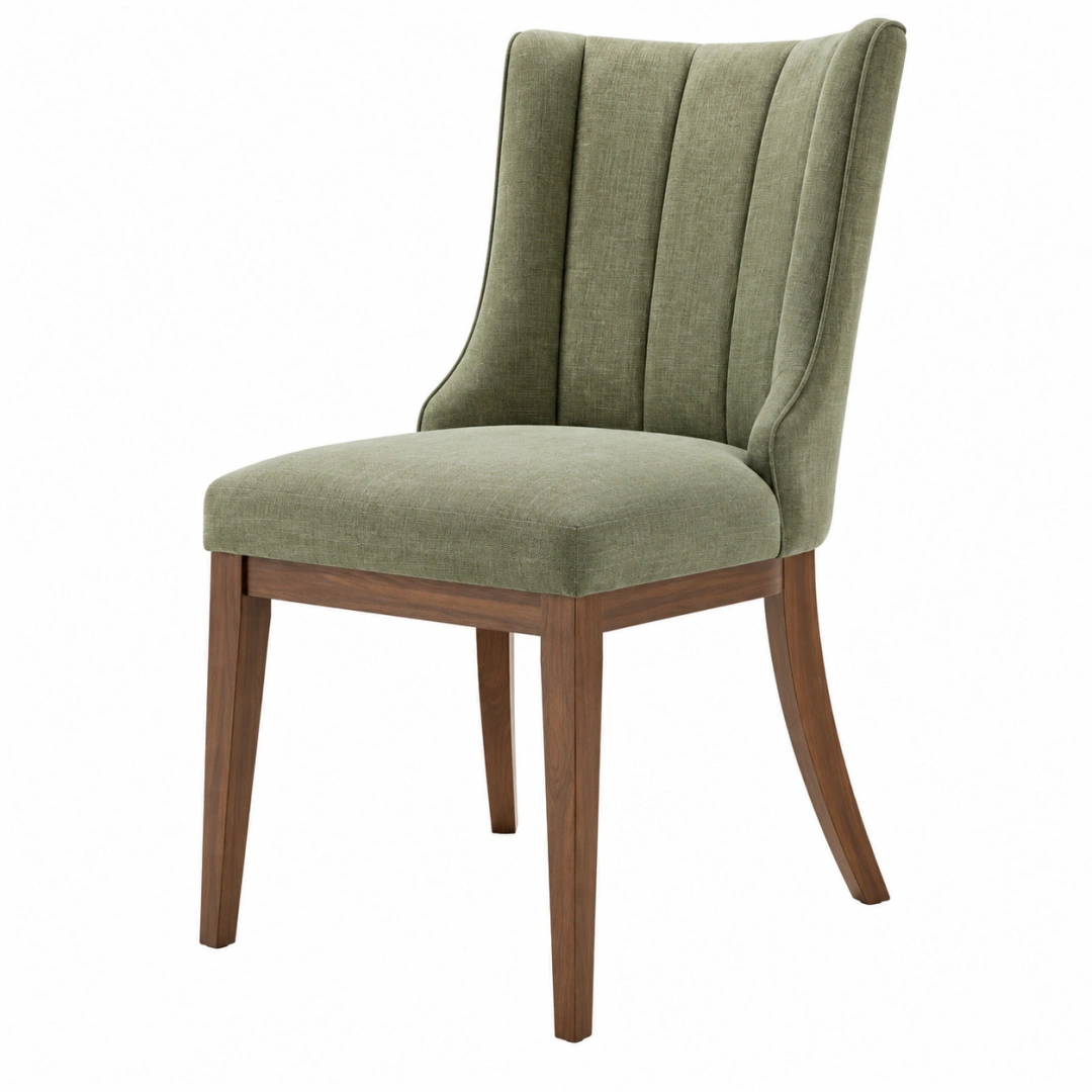Silla de comedor 52 x 61 x 96 cm tapizada verde con patas de madera estilo clásico