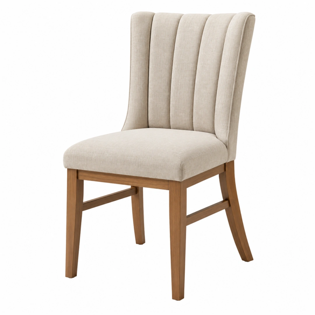 Silla de comedor 50 x 60 x 100 cm tapizada beige con estructura de madera estilo contemporáneo