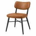 Silla de comedor 48 x 55 x 82 cm en piel sintética marrón con estructura de metal estilo moderno