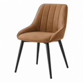 Silla de comedor 58 x 60 x 86 cm tapizada en terciopelo camel con patas de metal estilo moderno
