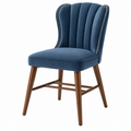 Silla de comedor 55 x 62 x 102 cm de terciopelo azul marino con patas de madera estilo clásico