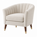 Sillón 80 x 78 x 78 cm de tela bouclé beige con patas de madera - estilo moderno