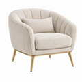 Sillón 85 x 82 x 83 cm de bouclé crema con patas metálicas doradas - estilo contemporáneo