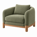 Sillón 90 x 85 x 82 cm tapizado verde con patas de madera estilo contemporáneo
