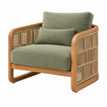 Sillón 82 x 78 x 82 cm de madera y ratán verde estilo natural