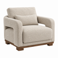 Sillón 92 x 88 x 84 cm tapizado bouclé beige con base de madera para salón estilo contemporáneo