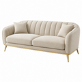 Sofá de 2 plazas 180 x 88 x 82 cm tapizado beige con patas metálicas doradas de estilo moderno
