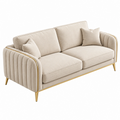 Sofá de 2 plazas 180 x 85 x 82 cm tapizado beige con patas metálicas doradas estilo contemporáneo