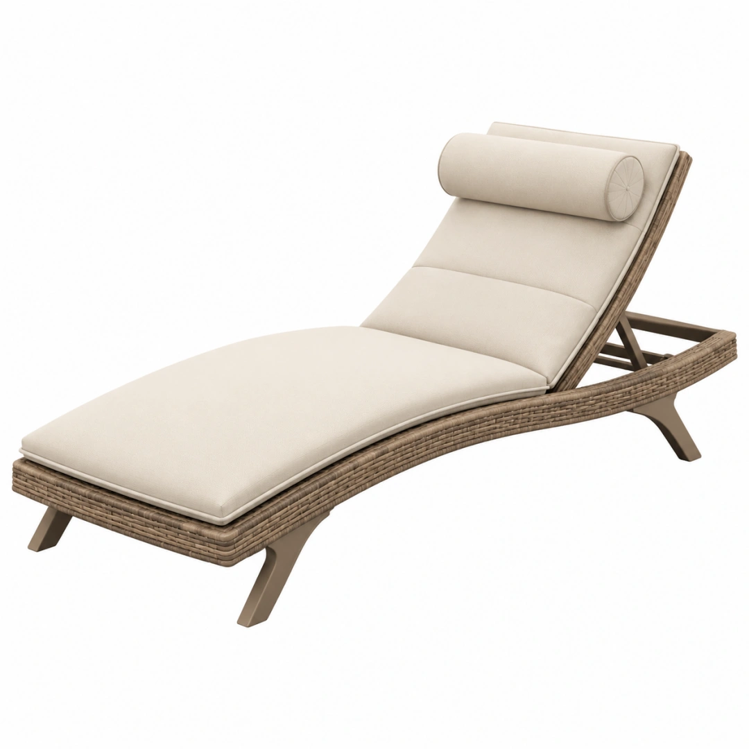 Tumbona de jardín 200 x 70 cm con estructura trenzada beige y respaldo reclinable
