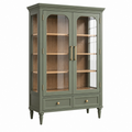 Vitrina 100 x 45 x 190 cm de madera y vidrio verde con 2 puertas y cajones estilo clásico